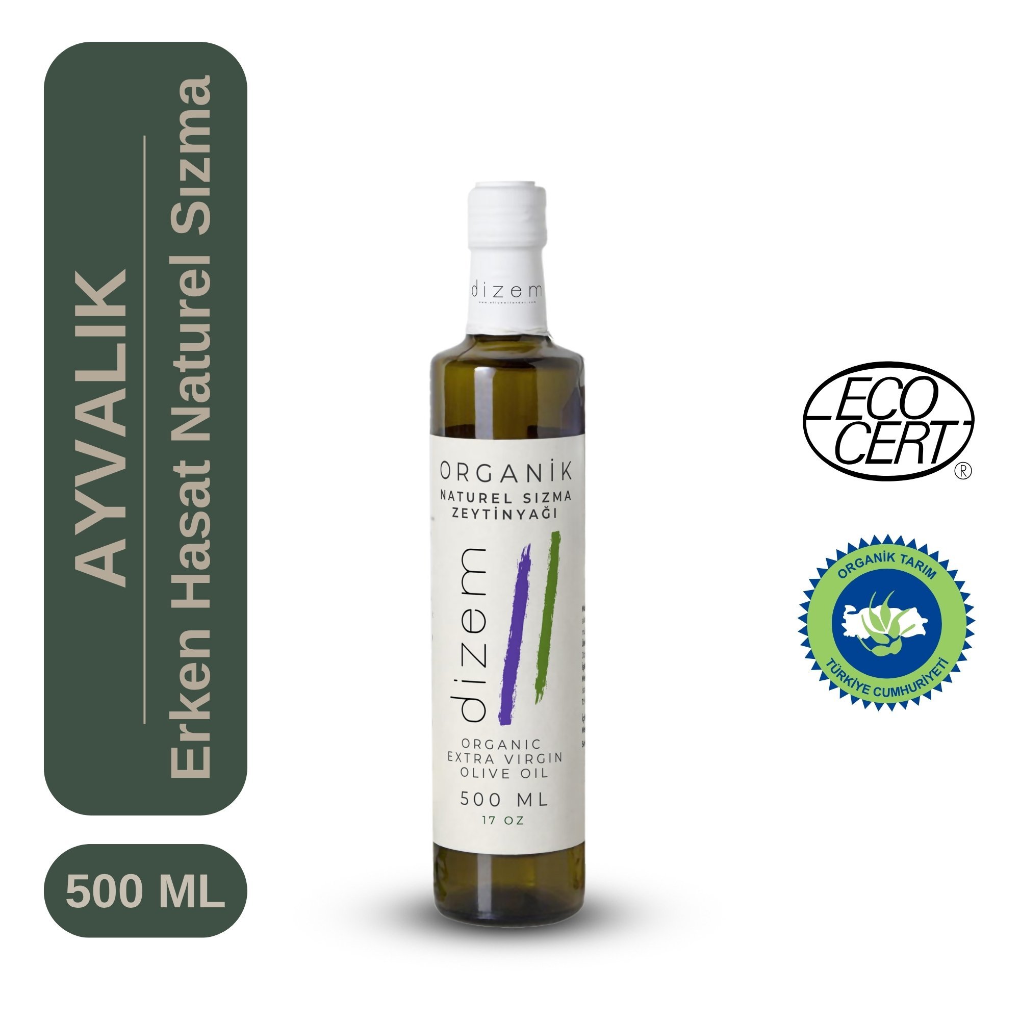 2025 Filtresiz Organik Ayvalık İlk Hasat Naturel Sızma Zeytinyağı 500 ML