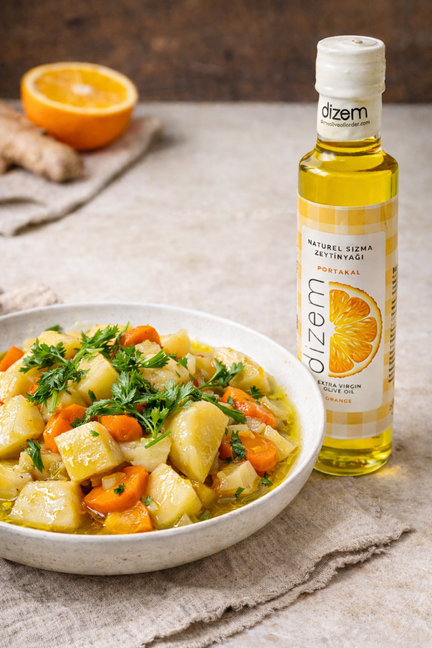 Ayvalı Kereviz – Taze Zencefilli & Dizem Portakallı Zeytinyağı ile Yemek Tarifi