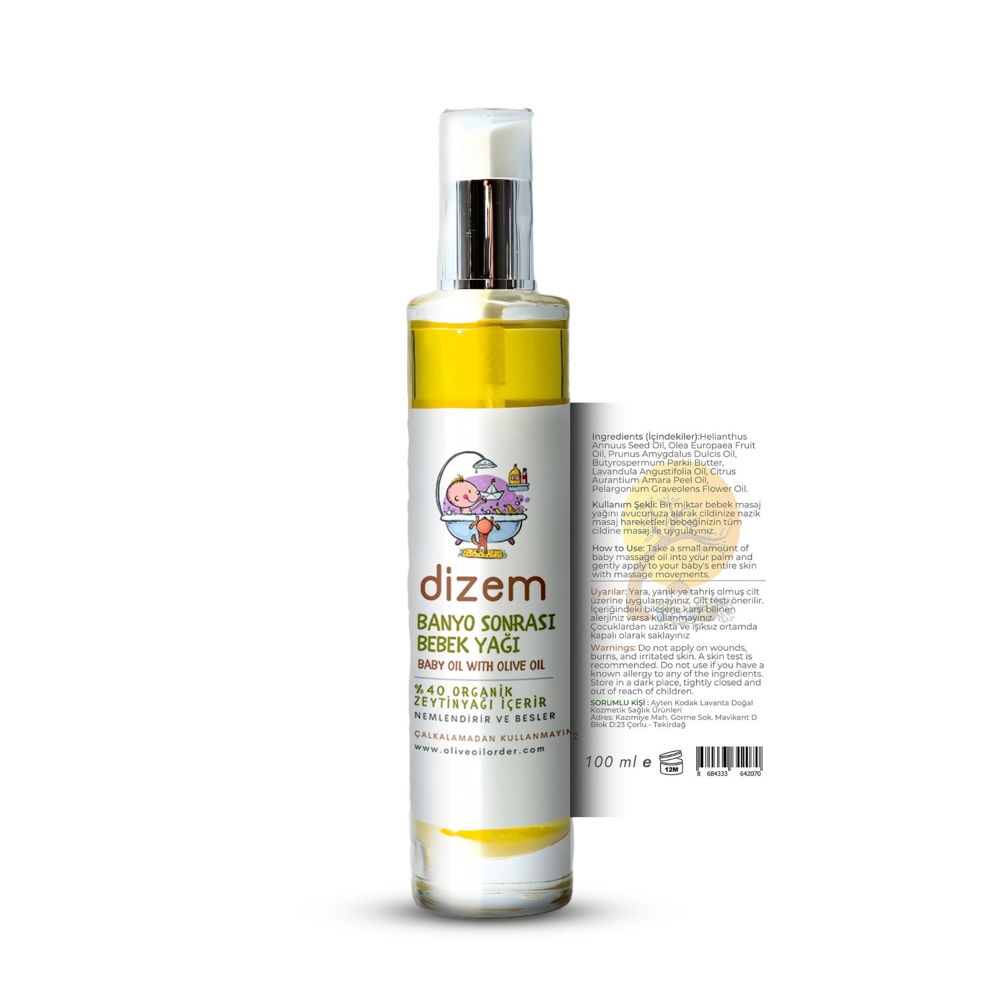 Organik Zeytinyağlı Bebek Masaj Yağı 100 ML