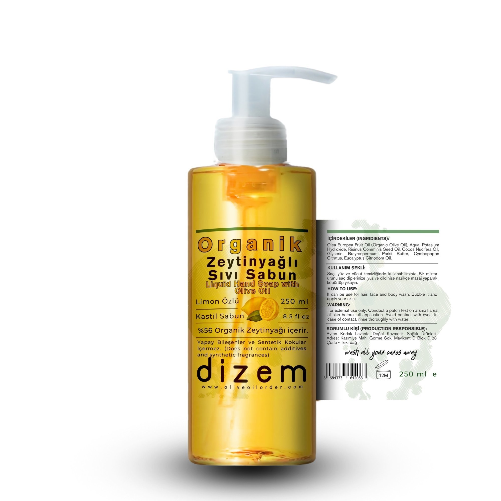 Organik Zeytinyağlı Sıvı El Sabunu 250 ML