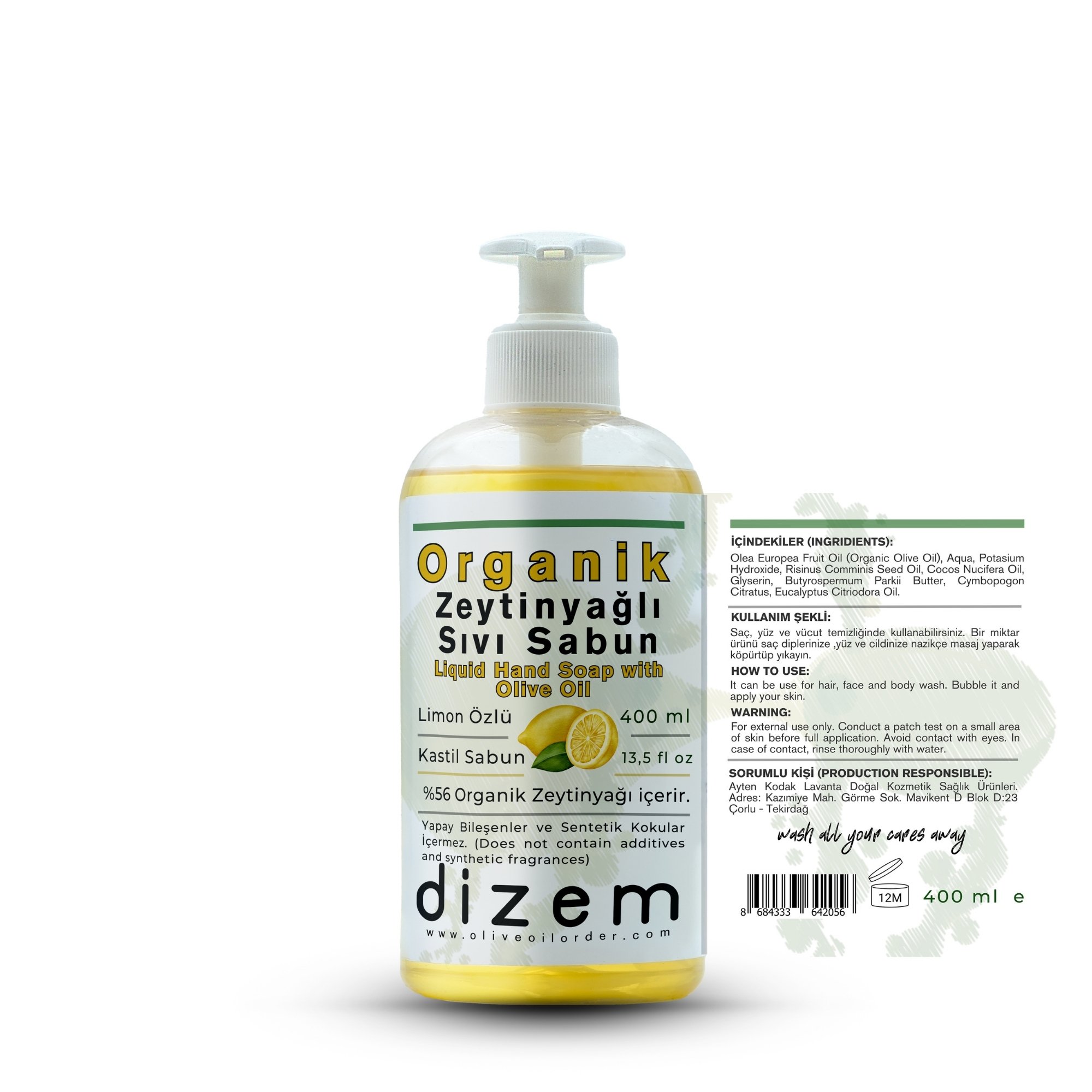Organik Zeytinyağlı Sıvı El Sabunu 400 ML