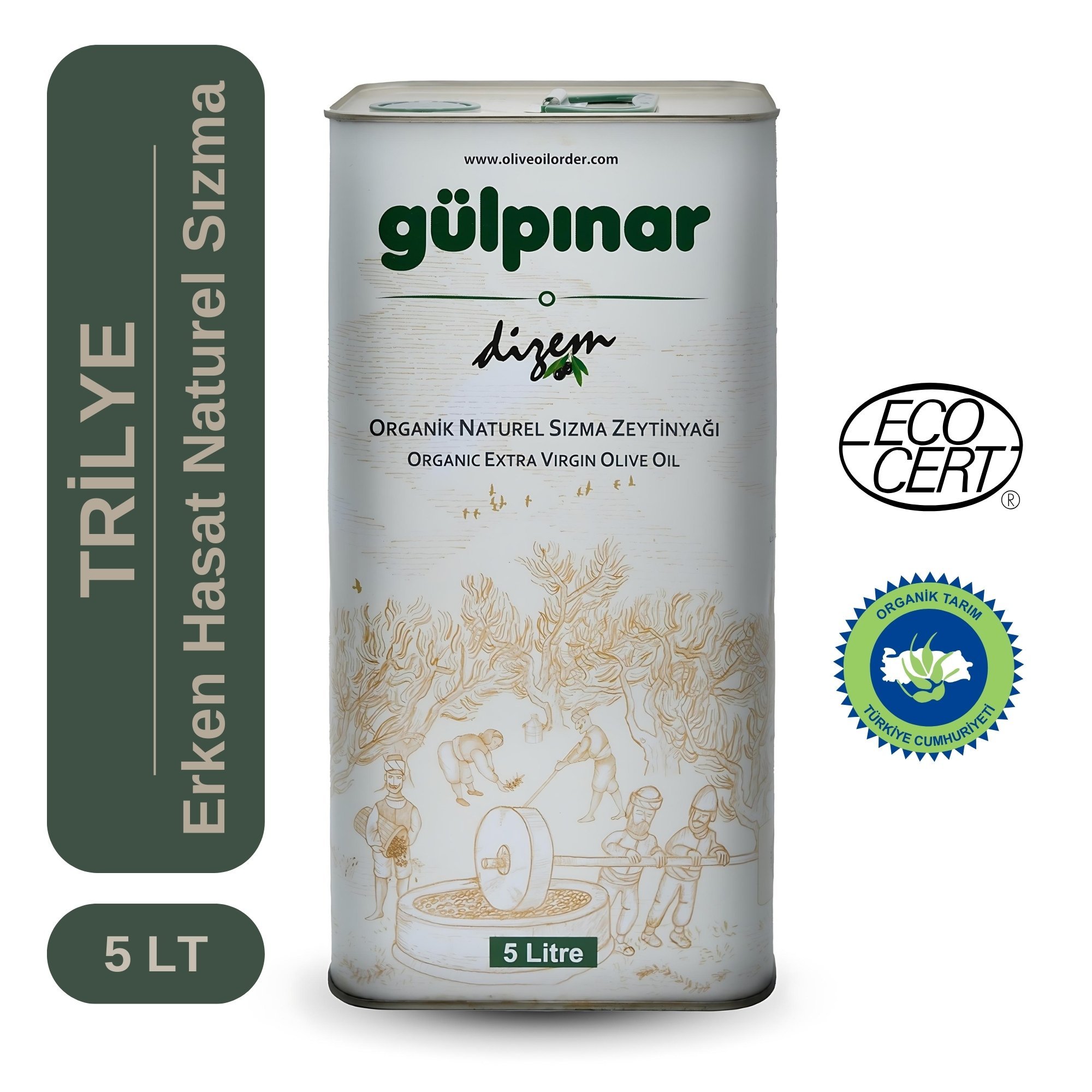 Organik Trilye Erken Hasat Naturel Sızma Zeytinyağı 5 LT