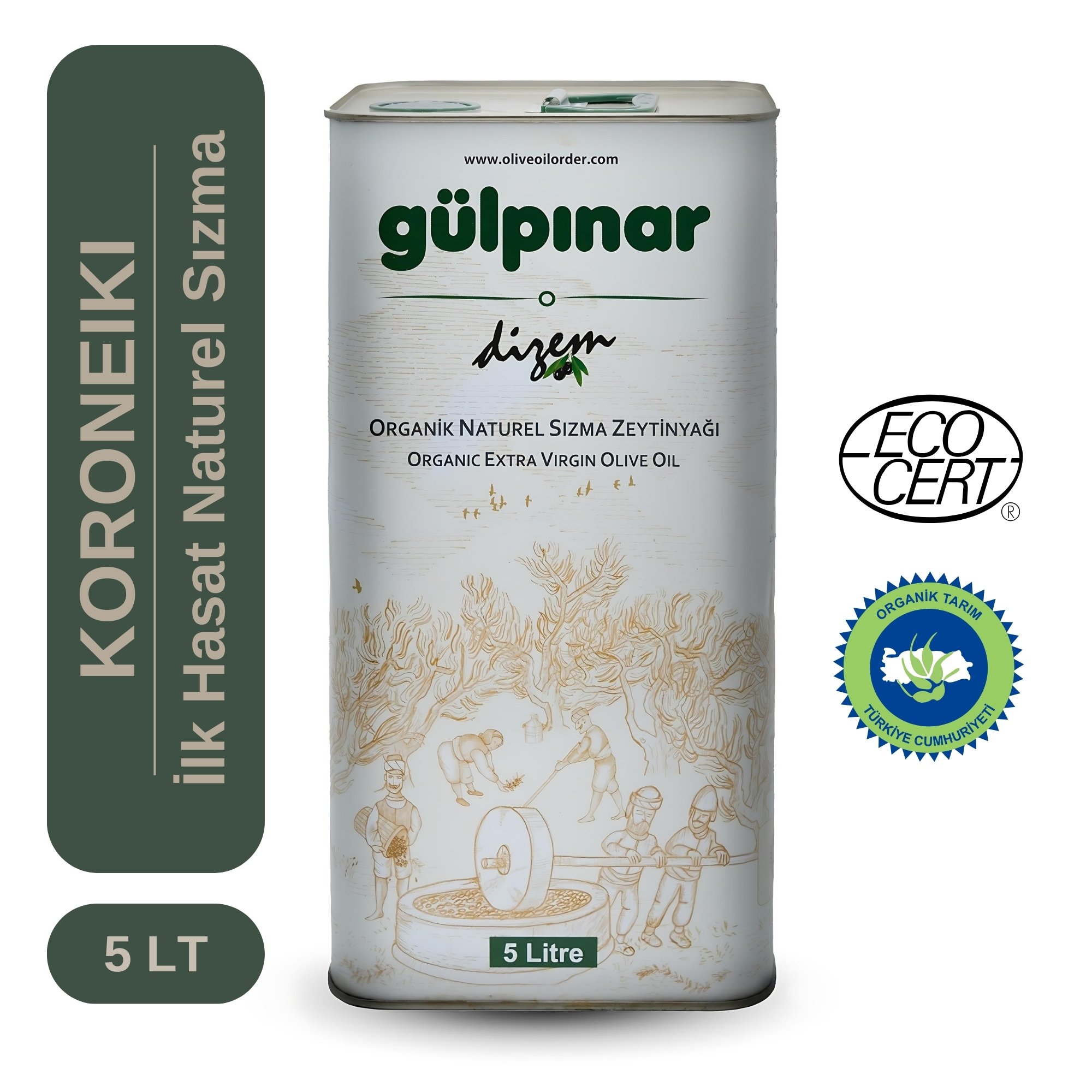 Organik Koroneiki İlk Hasat Naturel Sızma Zeytinyağı 5 LT