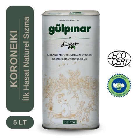 Organik Koroneiki İlk Hasat Naturel Sızma Zeytinyağı 5 LT