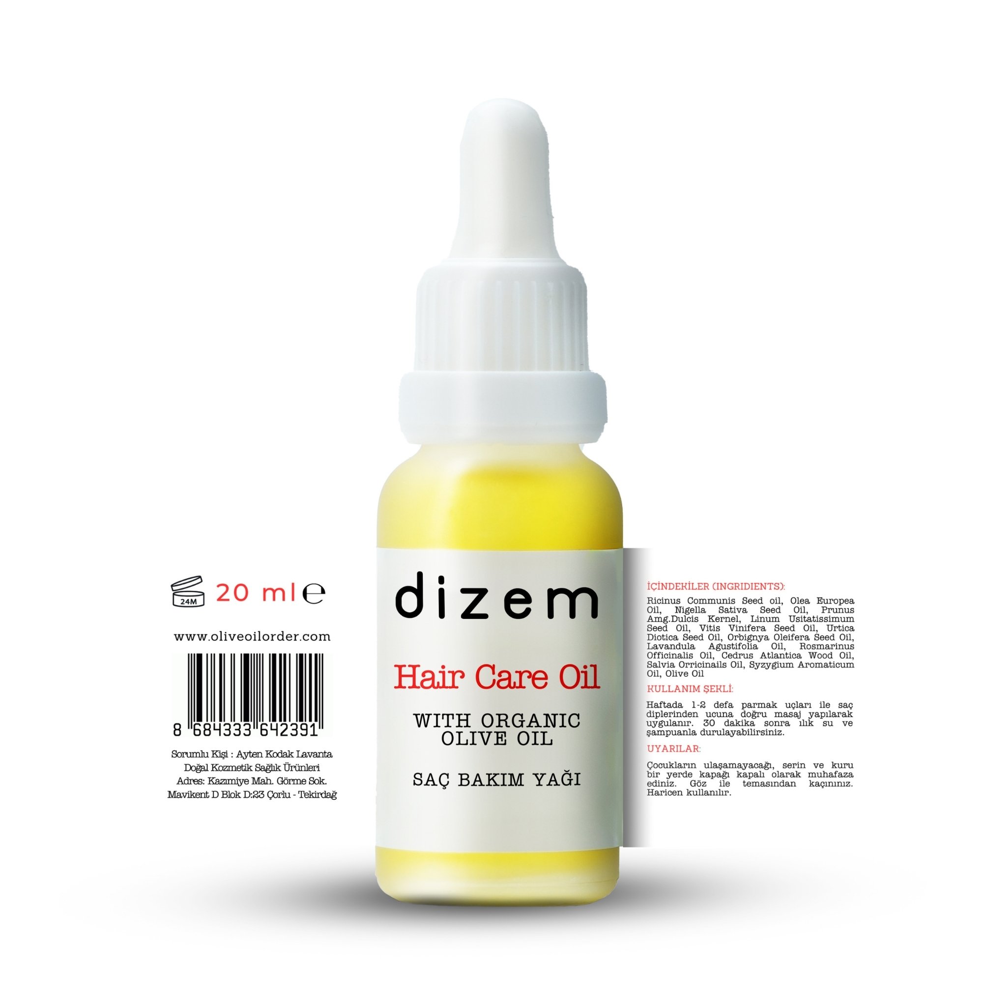 Organik Zeytinyağlı Saç Bakım Yağı 20 ML