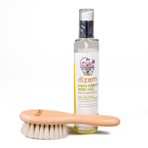 Organik Zeytinyağlı Bebek Masaj Yağı ve Fırçası - Nazik Dokunuşlarla Güvenli Bakım