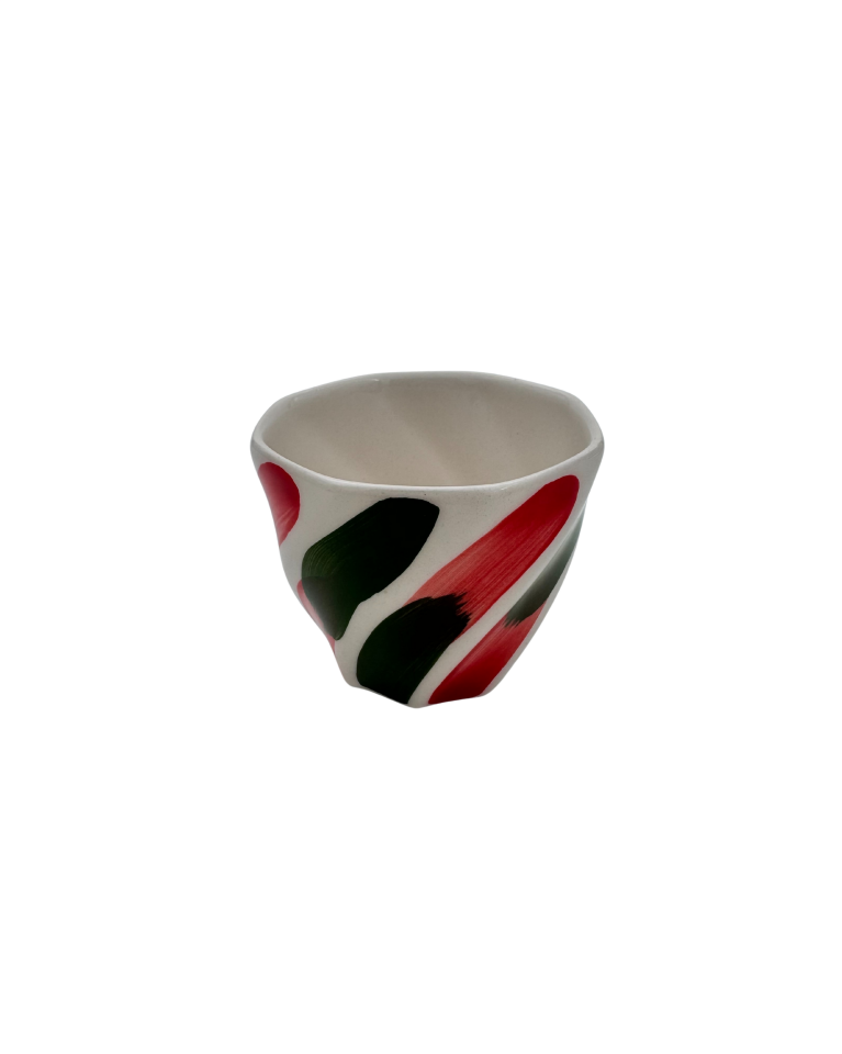 Kırmızı Siyah El Yapımı Seramik Küçük Boy Bardak