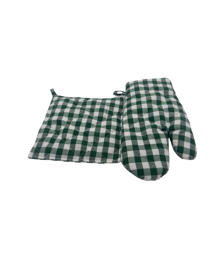 Yeşil Beyaz El Yapımı Fırın Eldiveni